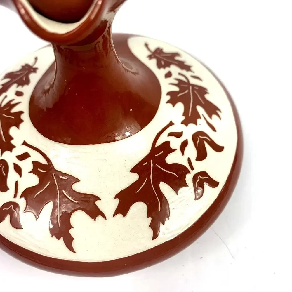 Vtg Handmade Pitcher Syrup Maple Leaf Pattern Fall Autumn Farm Country Cottage